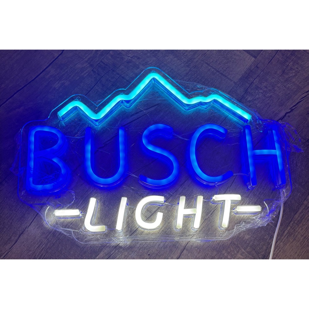 Busch Light LED Neon Sign JFLLamp Blue White Beer Bar Wall Decor USB 14.59x10.24